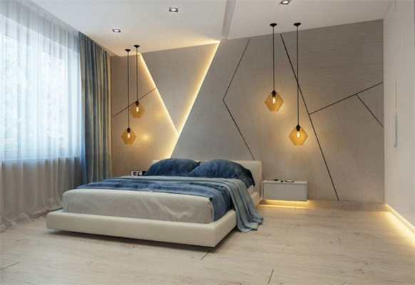Декоративная подсветка стены в спальне